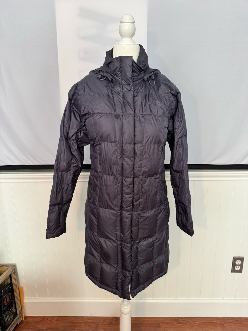 The North Face Women's Long Dark Gray Packable Down Puffer Coat